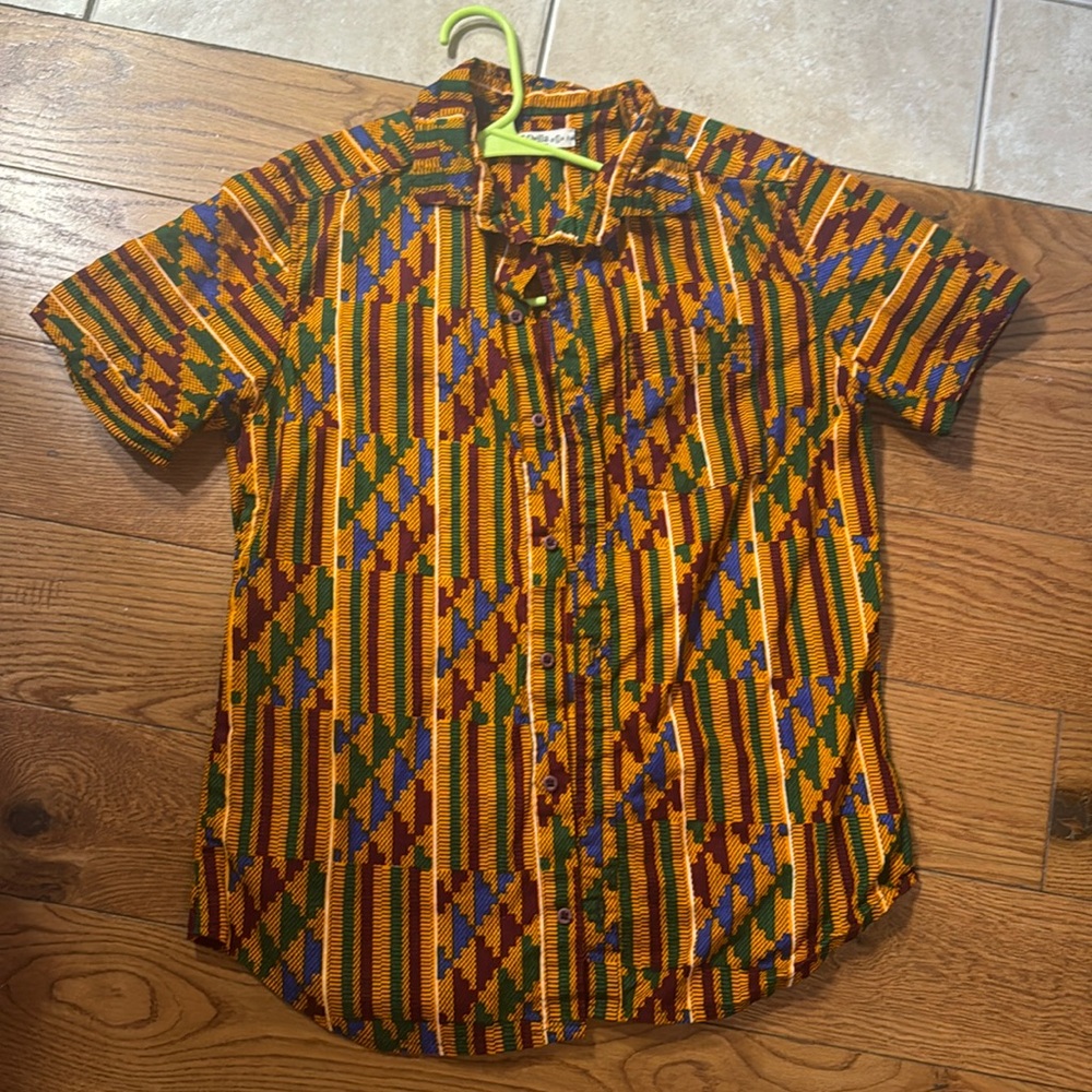 Men’s Button Up Pattern Shirt Handmade in Ghana